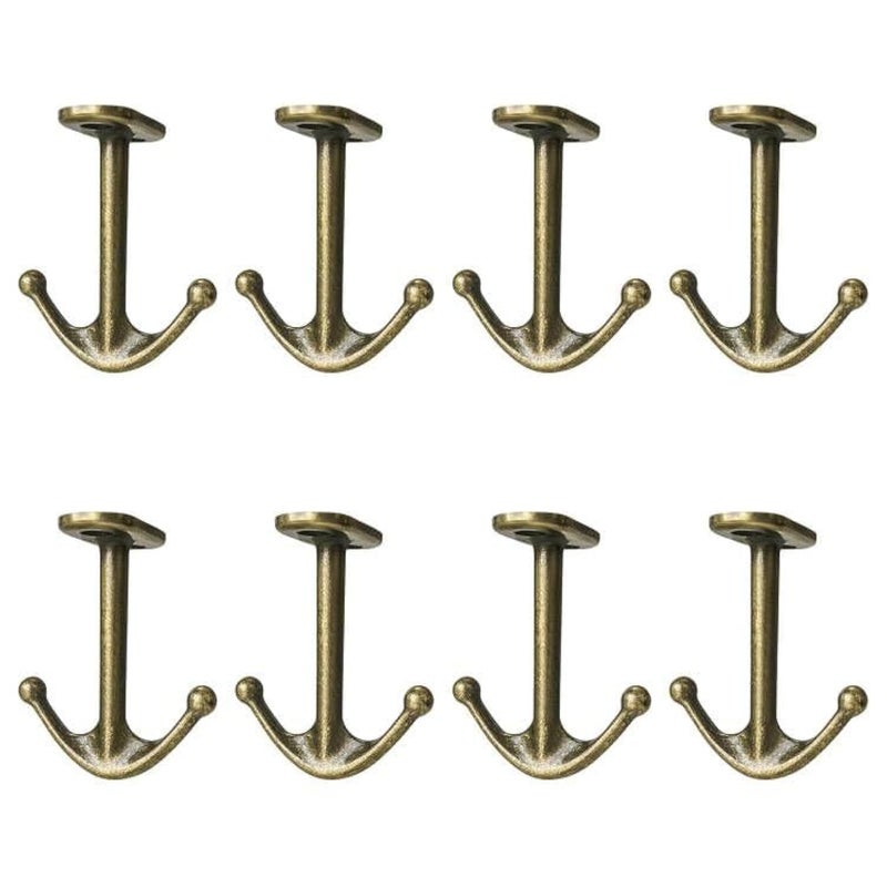 DEEKOUDT Ball Two Prong Ceiling Hook for Closet Top Bathroom Kitchen Cabinet Garage Pack of 8 (Bronze) - Image 1